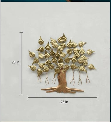 Handcrafted Golden Tree of Life Metal Wall Art | Luxury Home Décor (25 x 23 Inches)