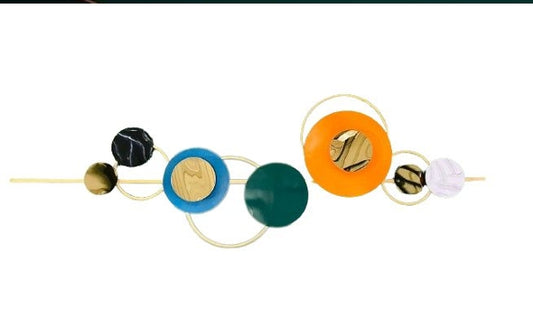 Mid-Century Modern Gold Metal Wall Sculpture (or) Abstract Gold Grid and Disc Art