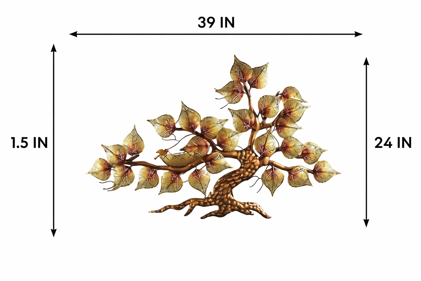 Backlit Metal Bodhi Tree Wall Art - 39" x 24" Illuminated Tree of Life Sculpture with Warm LED Lights - Antique Gold Finish Home Decor