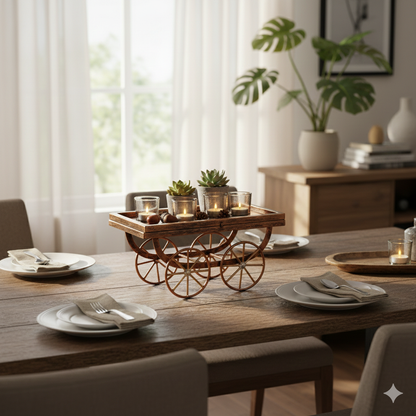 Decorative Farmhouse Style Storage Cart | Unique Serving Platter & Display Tray