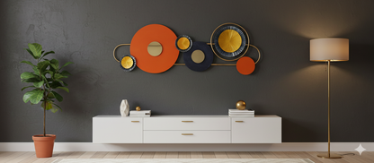 Modern Living Room Interior with Artistic Circular Wall Decor