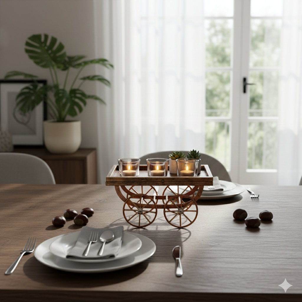 Decorative Farmhouse Style Storage Cart | Unique Serving Platter & Display Tray