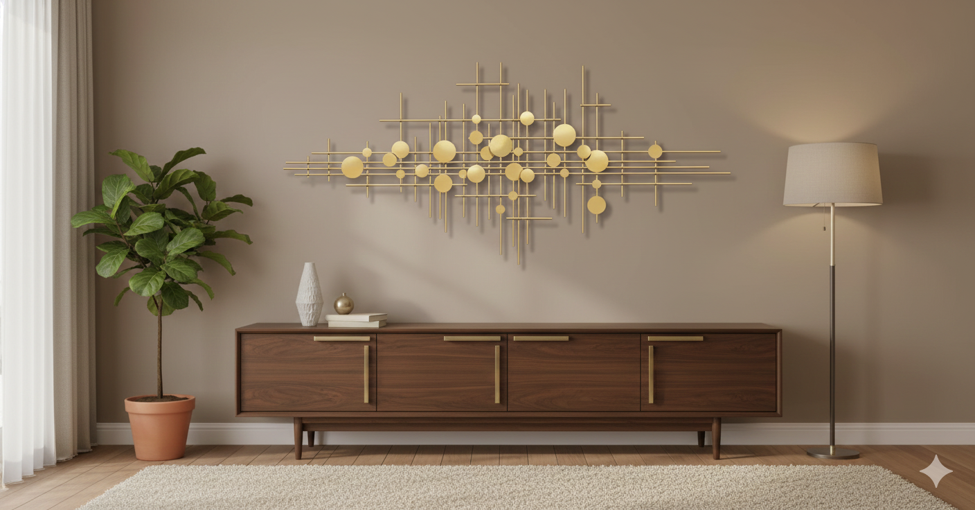 Geometric Golden Constellation Wall Art