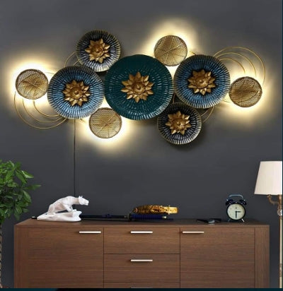 51" Teal & Gold 3D Lotus Metal Wall Art – Luxury Handcrafted Floral Sculpture
