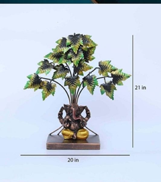 Ganesha Tree of Life Statue: Metal Hindu God Idol Showpiece