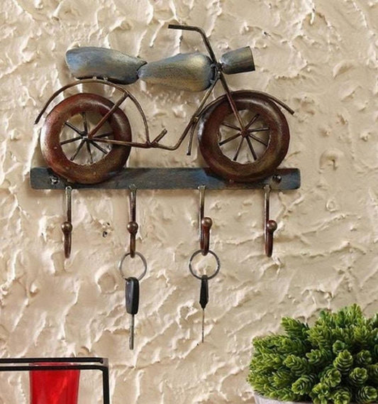 Decorative Metal Bike Themed Key Rack/Organizer with 4 Hangers