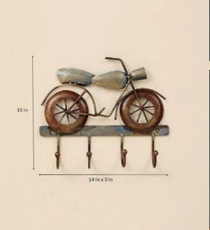 Decorative Metal Bike Themed Key Rack/Organizer with 4 Hangers