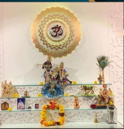 LED Mandala Om Wall Art: Golden Backlit Aum Decor - 24 inch