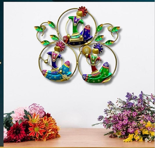 Indian Musician Metal Wall Art: Rajasthani Folk Sculpture