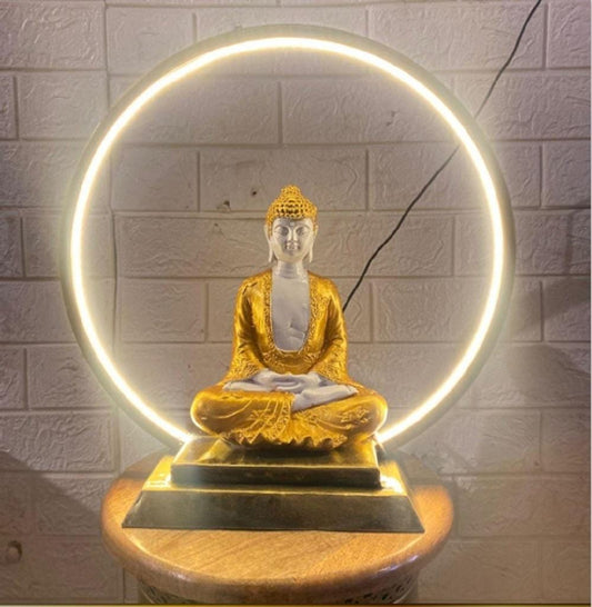 LED Halo Buddha Statue: 18" Modern Zen Table Lamp