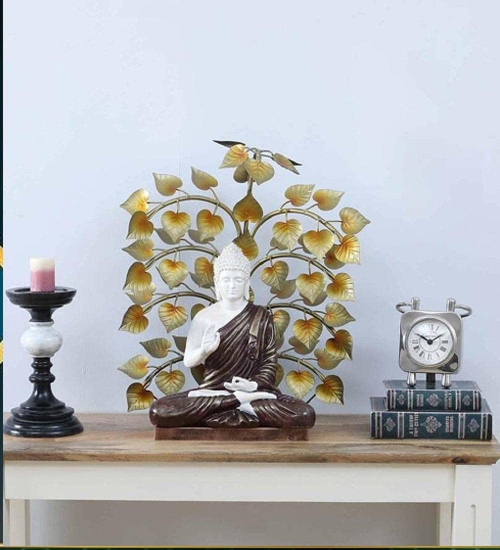 Handcrafted Brass Meditating Buddha Under Bodhi Tree