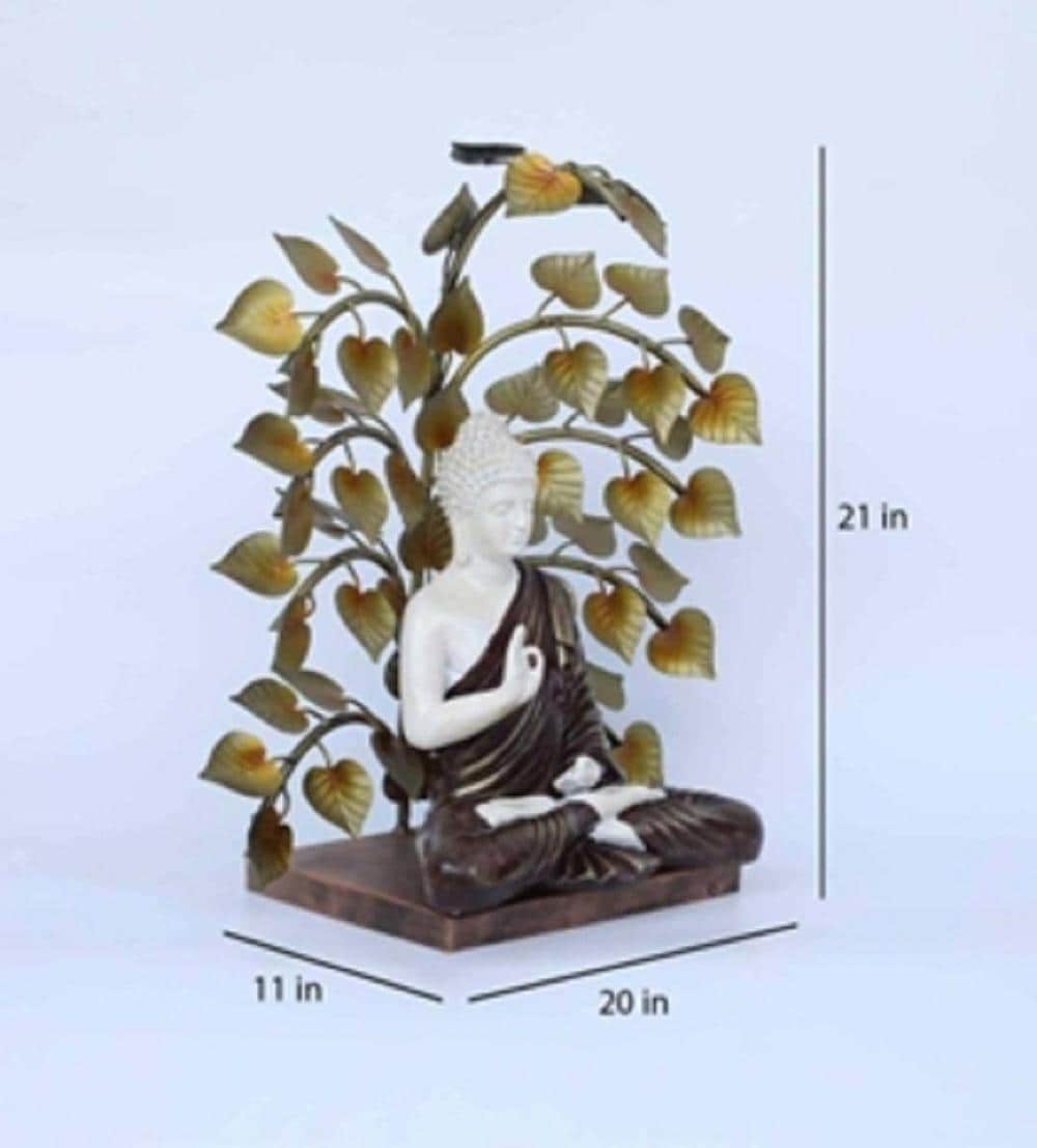 Handcrafted Brass Meditating Buddha Under Bodhi Tree