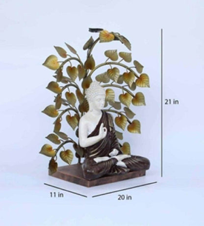 Handcrafted Brass Meditating Buddha Under Bodhi Tree