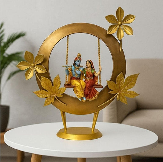 Golden Buddha Showpiece: Ring & Faux Bonsai - Vastu Feng Shui Decor
