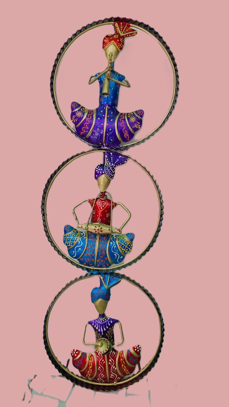 Decorative Metal Wind Spinner, 3D Spiral Fish Design, Red Blue Purple, Garden Art Mobile