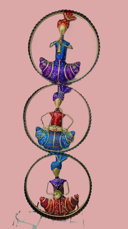 Decorative Metal Wind Spinner, 3D Spiral Fish Design, Red Blue Purple, Garden Art Mobile