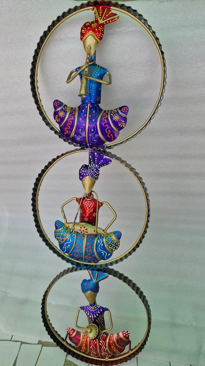 Decorative Metal Wind Spinner, 3D Spiral Fish Design, Red Blue Purple, Garden Art Mobile