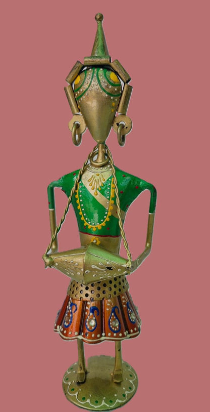 Handcrafted Indian Metal Musician Set (3 Pieces) | Hand Painted Folk Art Figurines | Traditional